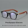 New Anti Blue Light Presbyopia Glasses Men's Fashion Large Frame Circular Mirror Frame Advanced HD Glasses Diopter To +4.0