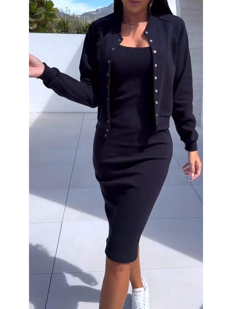 Женский комплект из двух предметов: юбка-сарафан и куртка, осень-зима 2024