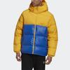 Adidas Оригинальный трилистник, пуховик Regen с цветными блоками, пуховик с длинными рукавами и капюшоном, зимние мужские куртки, желтый, синий GE1331