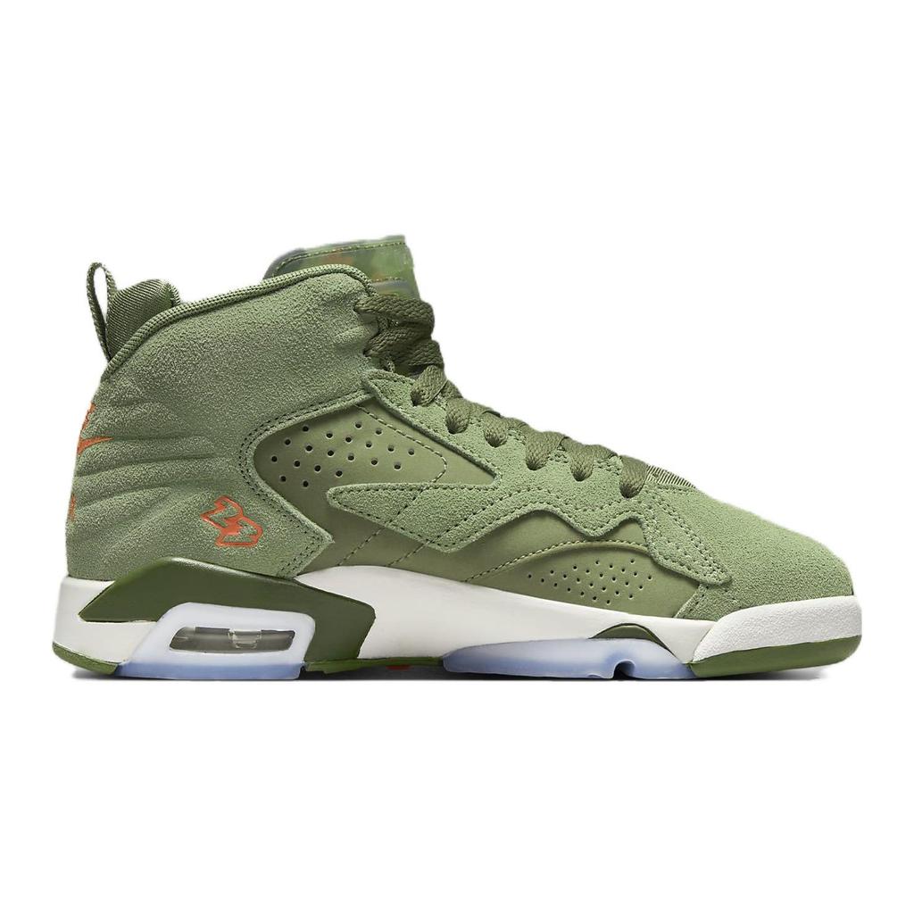 Air Jordan MVP GS Sky J Светло-оливковые детские кроссовки Зеленый Ярко-мандариновый Черный DZ5577-300