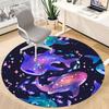1pc Galactic Sharks Office Round Area Rug, Indoor Mat Suitable ForOffice, Under Office Chairs Bedroom Living Room Home Decor, Room Deco, D075