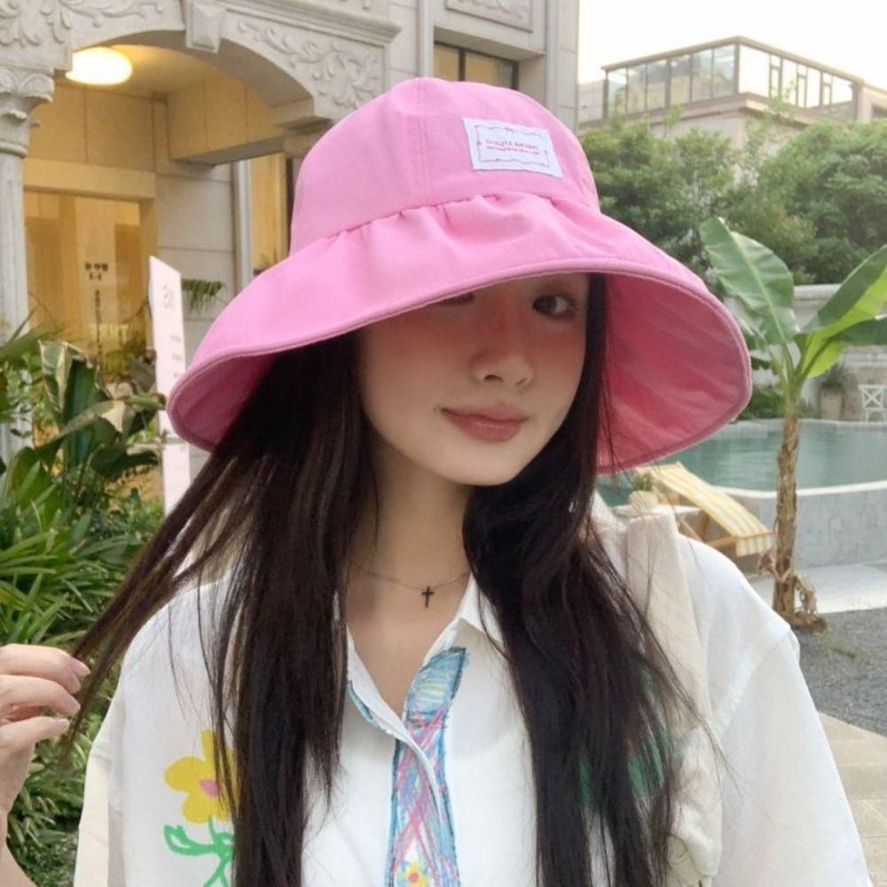 Dopamine Fisherman Hat with Drawstring Sun Protection Hat Summer Ladies Sun Hat  Outdoor
