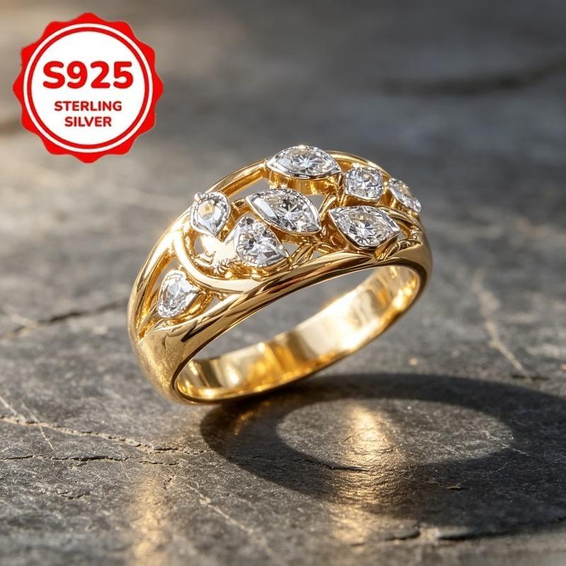 Elegant and Luxurious Women's Ring1item925Pure silver set with shine3A Zirconia jewelry is very suitable for various occasions pcs Party scene