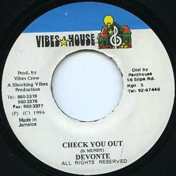 7-дюймовая пластинка DEVONTE - Check You Out NONE Vibes House 1996 Ямайка Регги, Ска и Даб Б/у