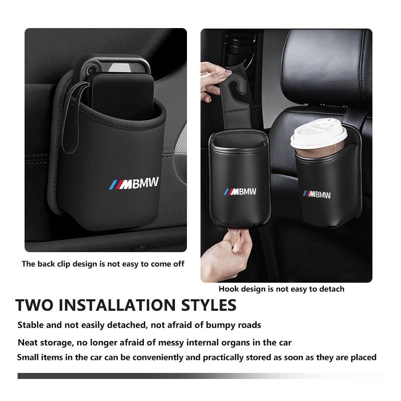 Car Leather Cup Holder Hang Drink Storage Box Accessories For BMW Performance M E87 E30 E46 E28 F35 G20 E93 F20 X3 X WS4