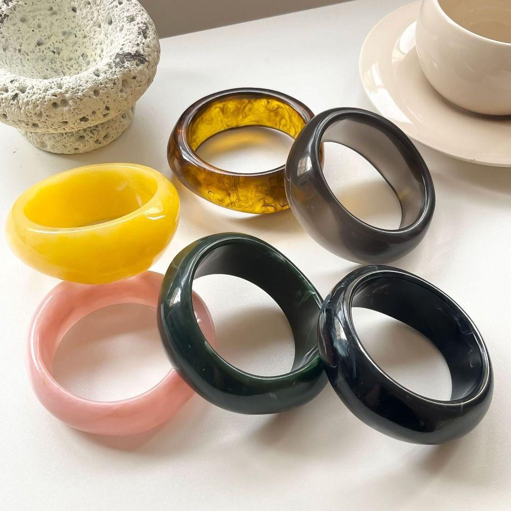 Bohemian Acrylic Bangle Shiny Transparent  Hand Ring Simple Irregular Wide Bracelet  Girls