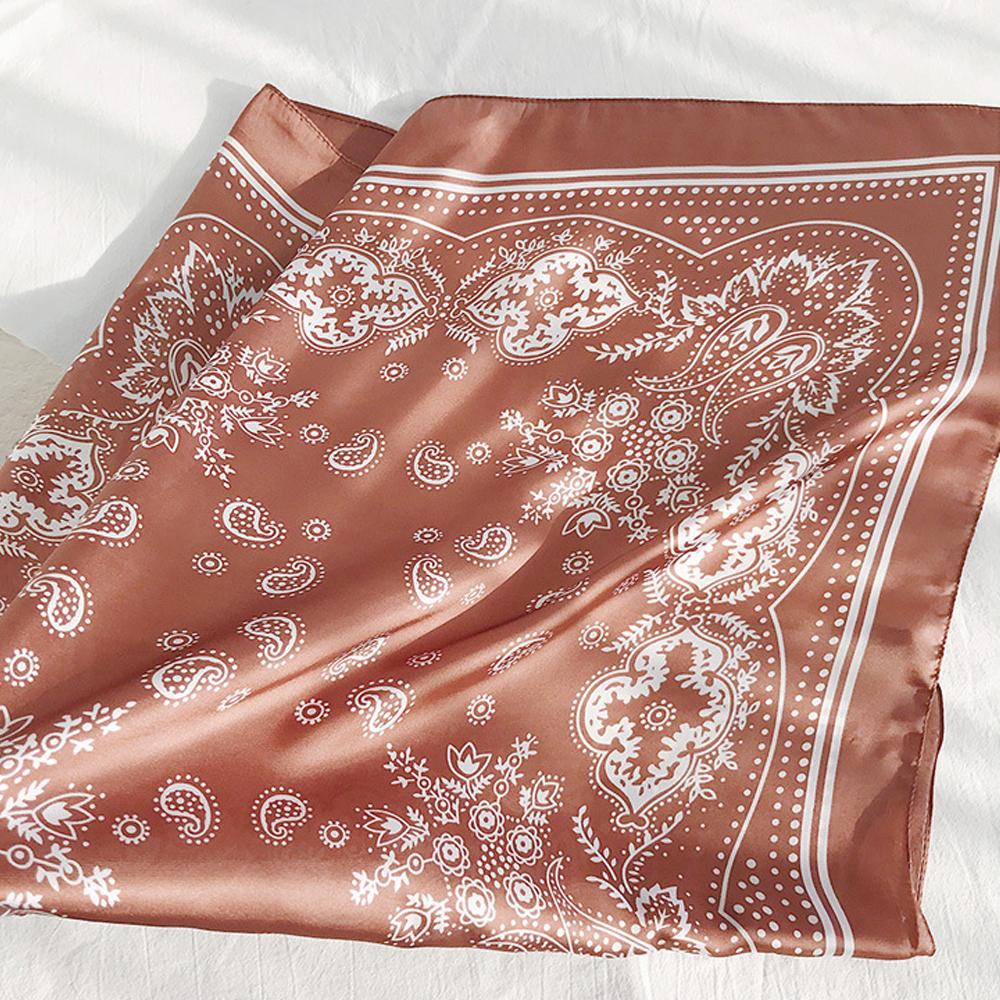 Elegant For Women Paisley Printed Flower Small Shawls Head Scarfs Square Hijab Scarf Bandana