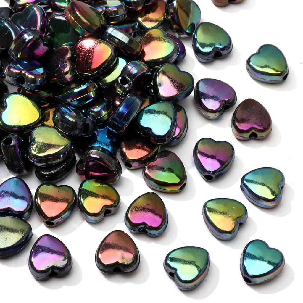 100 шт. Акриловые разноцветные бусины в форме сердца для изготовления ожерелий, браслетов, серег, ювелирных изделий, аксессуары для рукоделия