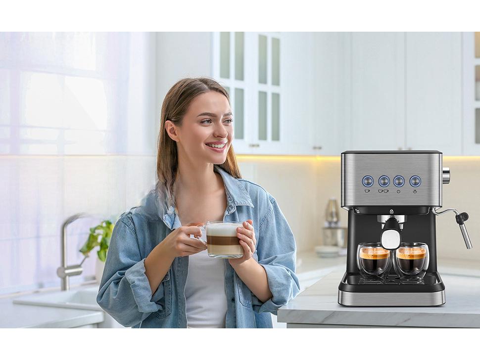 Aeomjk CM3010 High-Pressure Semi-Automatic Espresso Machine for US, Europe, Australia, UK, and Italy