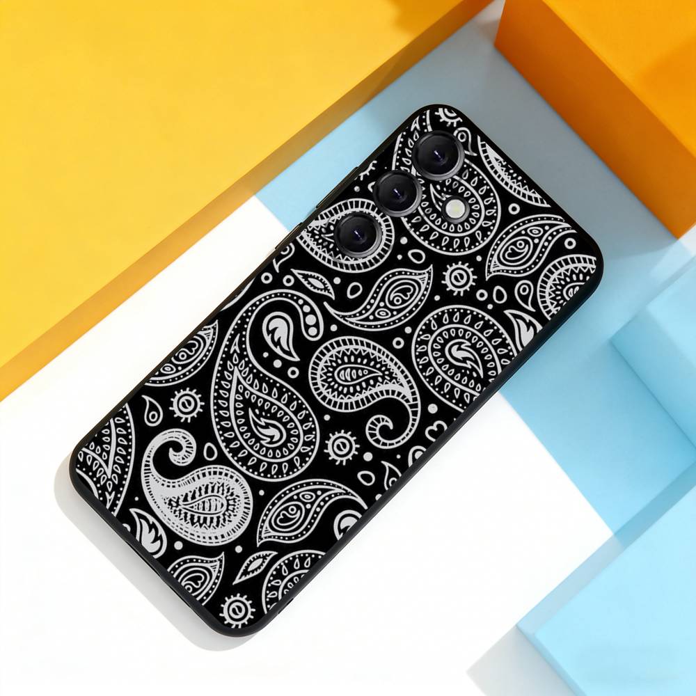 Крутой чехол для телефона с узором бандана для Samsung Galaxy A 73,72,51,53,52,71,22,5G,Note,J7,8,9 Мягкая черная крышка
