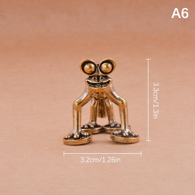 Винтажная латунная статуэтка лягушки Декор лягушки Очаровательная созерцательная поза Настольное украшение Чайный питомец Фигурка Домашний декор для офиса