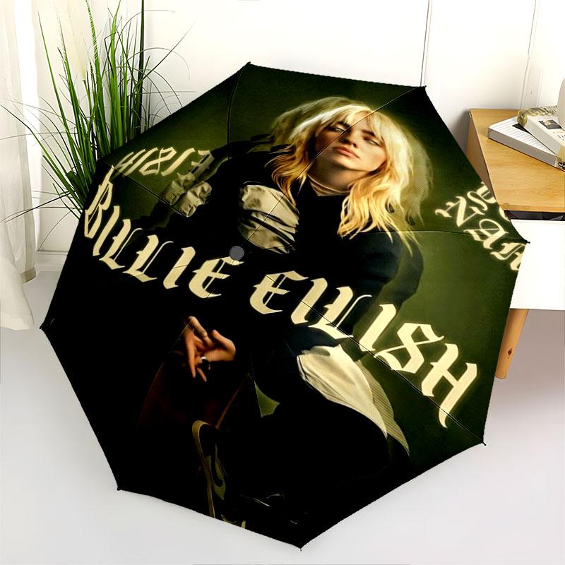 1 шт. Автоматический складной зонт - Узор с индивидуальным именем Billie Eilish, Портативная и складная конструкция с 8 спицами, Рождественские и Дни рождения Подарки