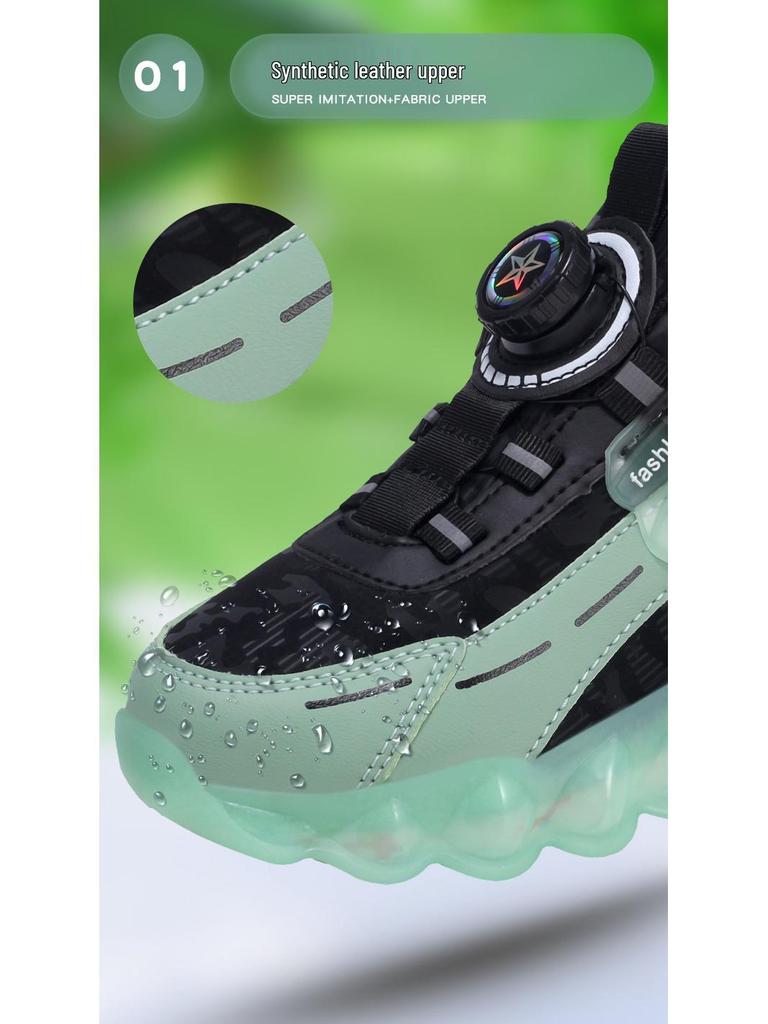 Водонепроницаемые кожаные спортивные ботинки для мальчиков - Стиль Зима 2025, для детей среднего и старшего возраста, стильные беговые кроссовки.