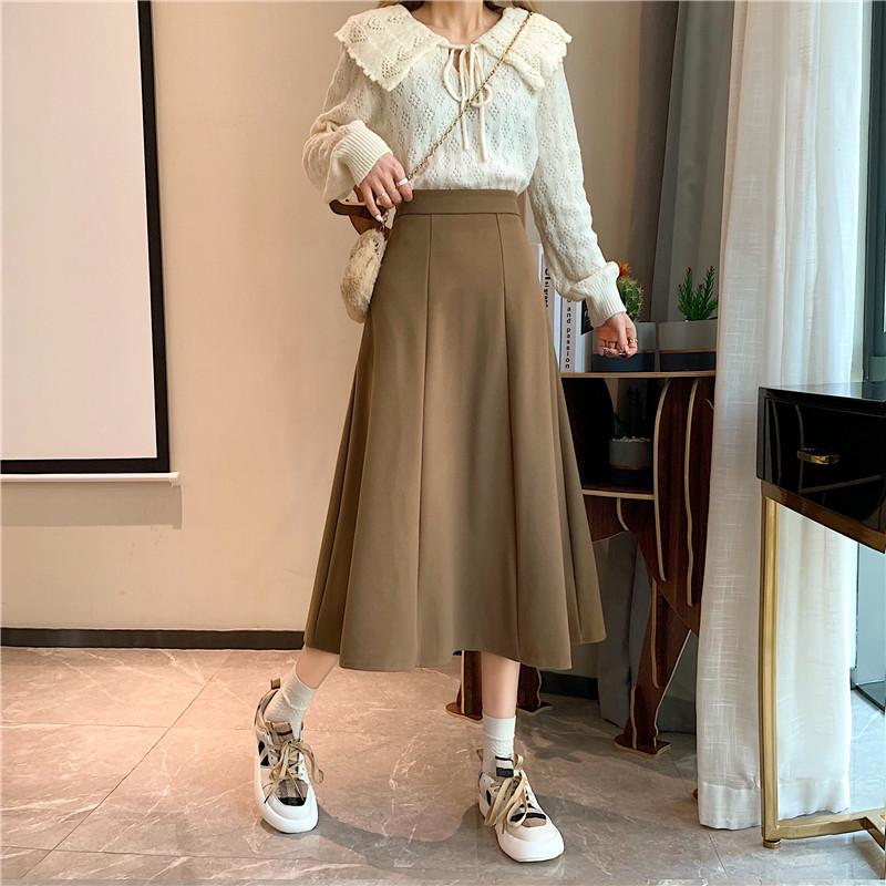 Женская корейская шерстяная юбка А-силуэта с высокой талией, тренд сезона осень/зима 2025 года