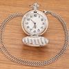 Retro Fashion Men's Silvery Pocket Watches Classics Men Necklace Pendant Quartz Pocket Watch Men Gifts