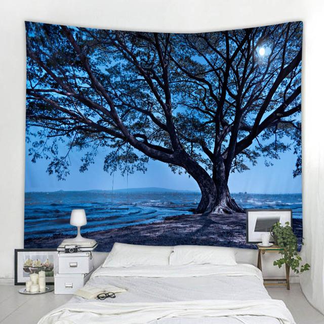 Пейзажная иллюстрация гобелен звездное небо за окном настенный висит богемный хиппи украшение дома простыня с принтом