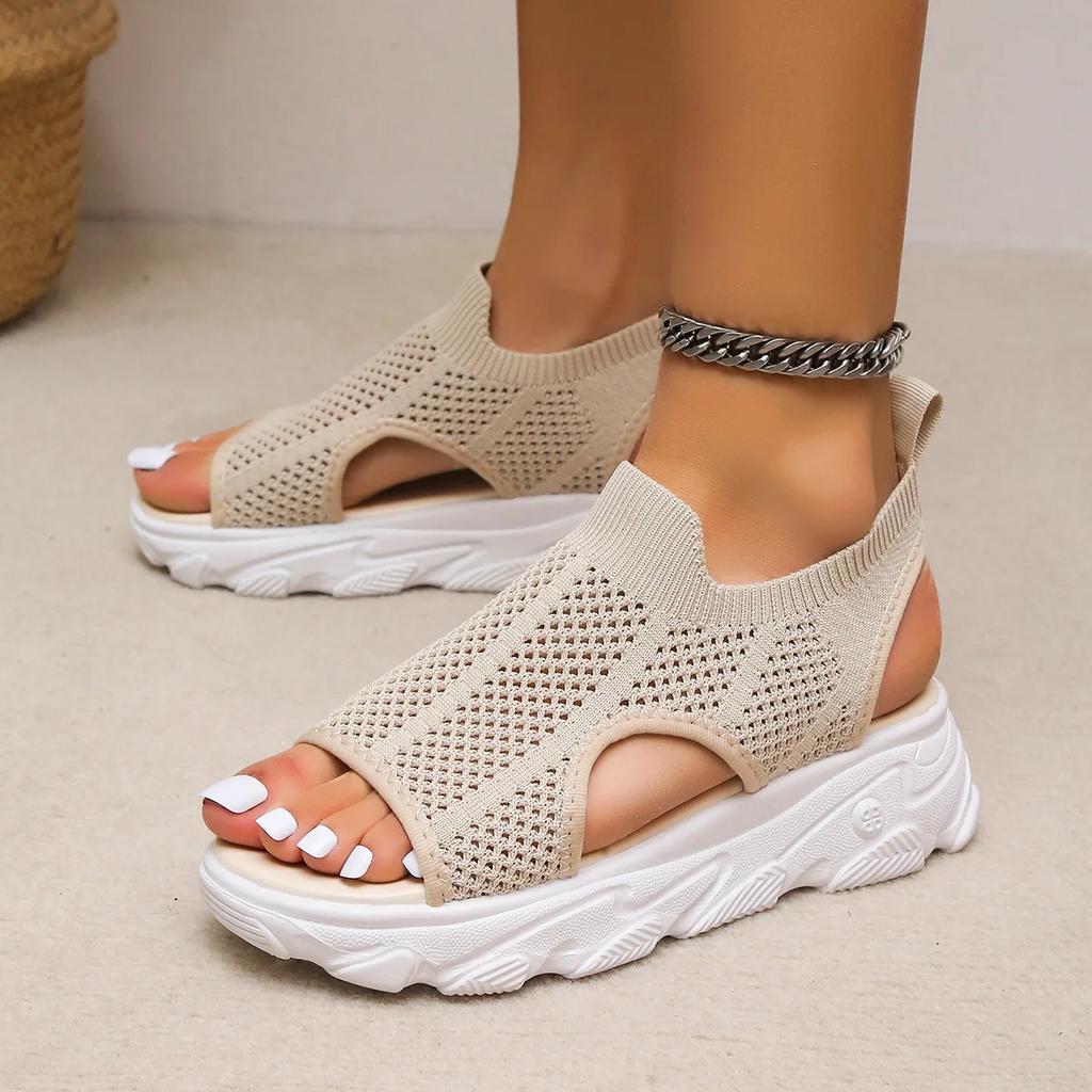 Sandal Women Summer 2024 Casual Platform Shoes Thick-Soled Lace-Up Sandalias Open Toe Beach Shoes for Women Zapatos Mujer