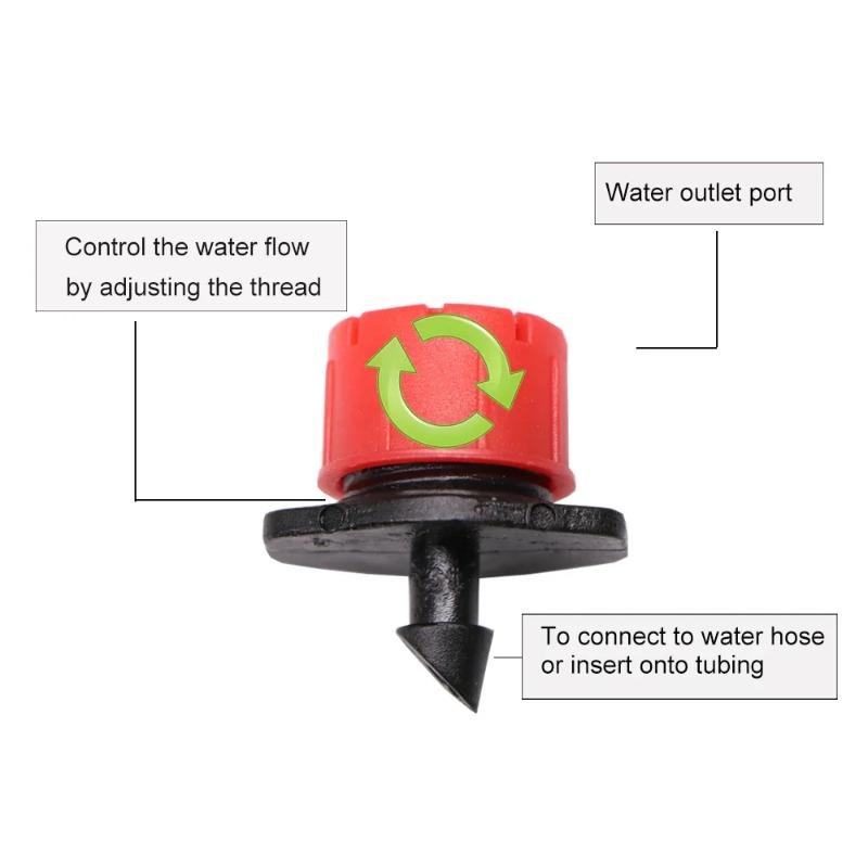 50-500 шт. 1/4'' Ёрш Красные Регулируемые Форсунки Садовый Полив Ирригация Дождеватель Моющийся Эмиттер 0-80 л/ч для Двора Теплицы