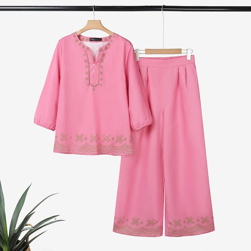 ZANZEA Женский повседневный комплект из двух частей: блузка с длинным рукавом и брюки с принтом