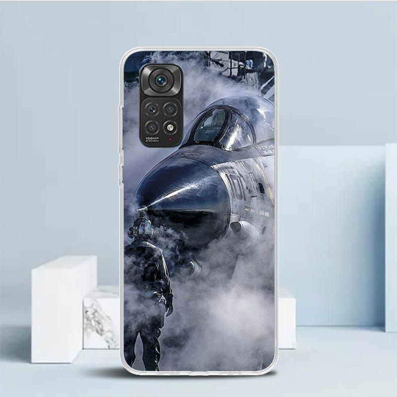 Чехол для телефона с изображением военного самолета и боевого корабля для Xiaomi Redmi Note 15 14 14S 13 12S 12 Pro Plus 11S 11 11T 11E 10S 10 + Мягкий ТПУ