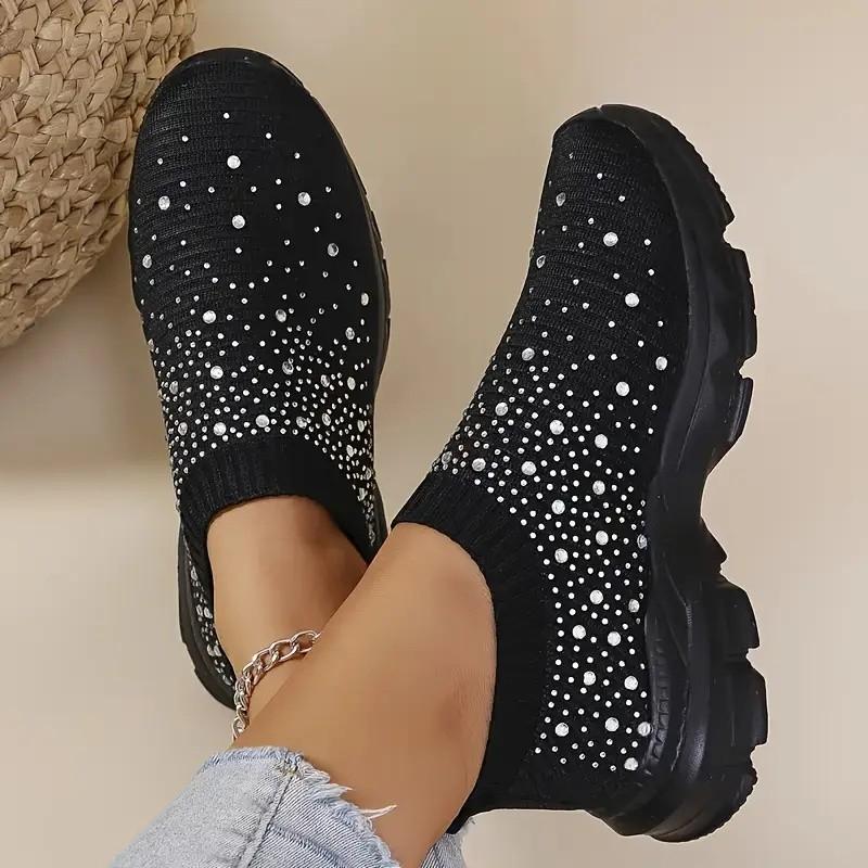 Fashion Women Sneakers Breathable Knitted Non Slip Casual Walking Shoes Woman Comfortable Soft Bottom Loafers Flats