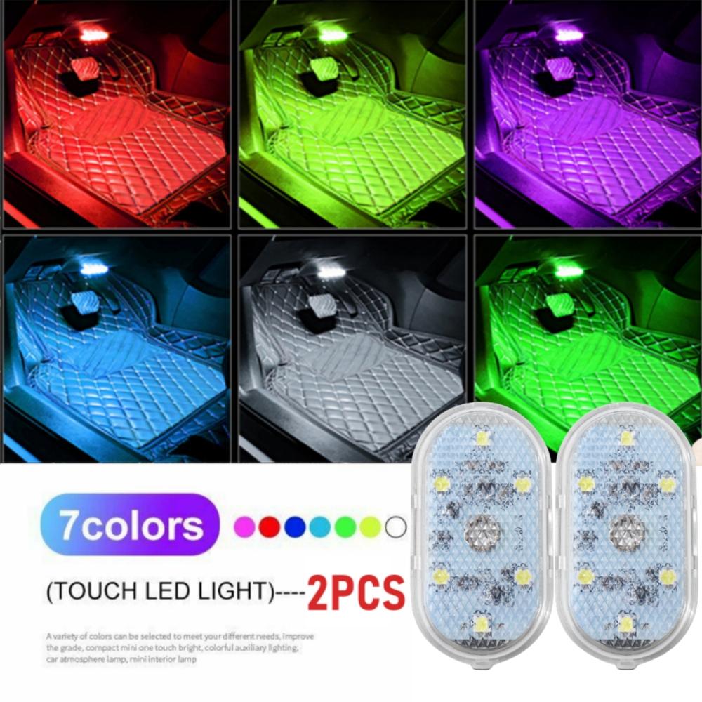 2 шт. светодиодный салонный свет для автомобиля, беспроводные салонные огни, светодиодные сенсорные огни для автомобиля, потолочный светильник на крышу автомобиля, USB-зарядка, лампы для чтения
