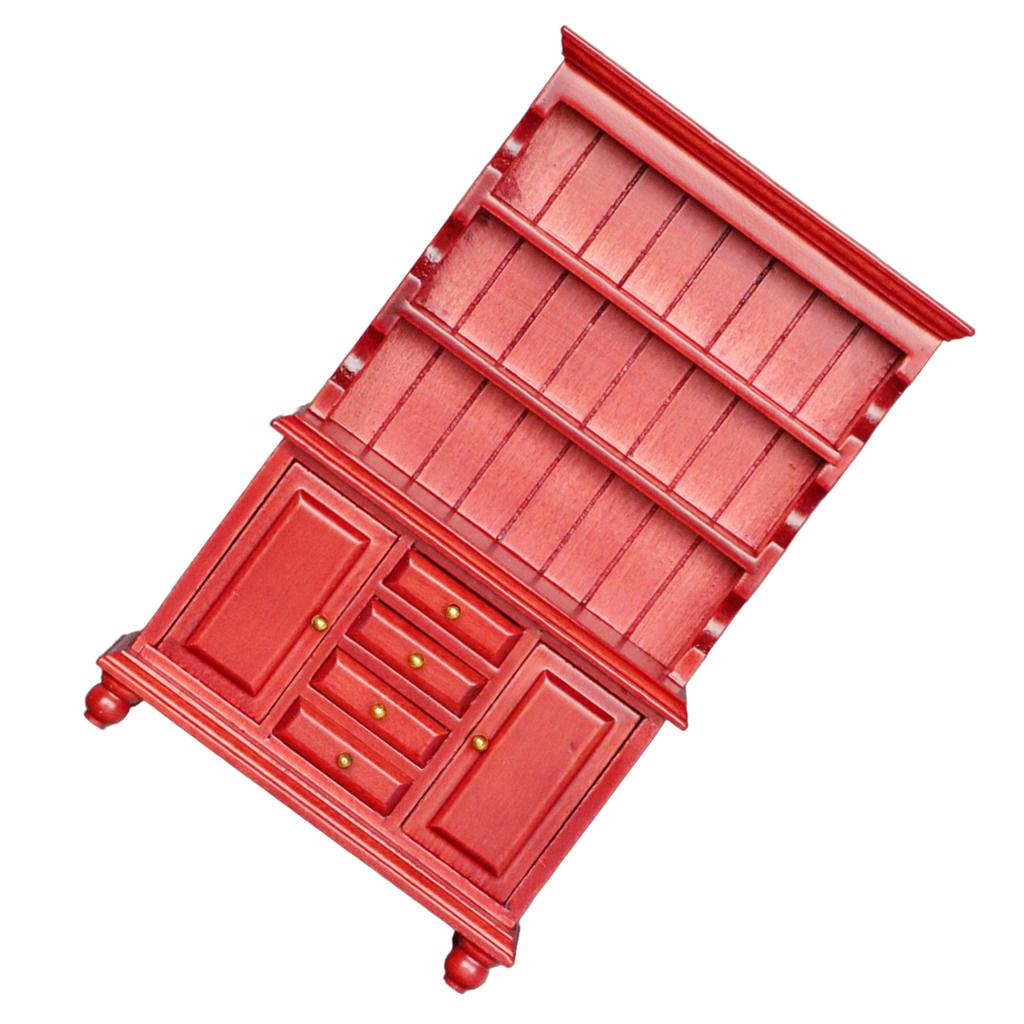 Miniature Sturdy Wood Bookcase 1 12 Scale Dollhouses Furniture Three Layers Cabinet Accessory for Pretend Play Toy