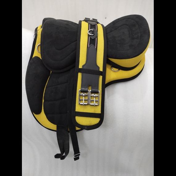 Yellow Treeless Freemax Synthetic Horse Tack Saddle + Girth, All Sizes For Horse