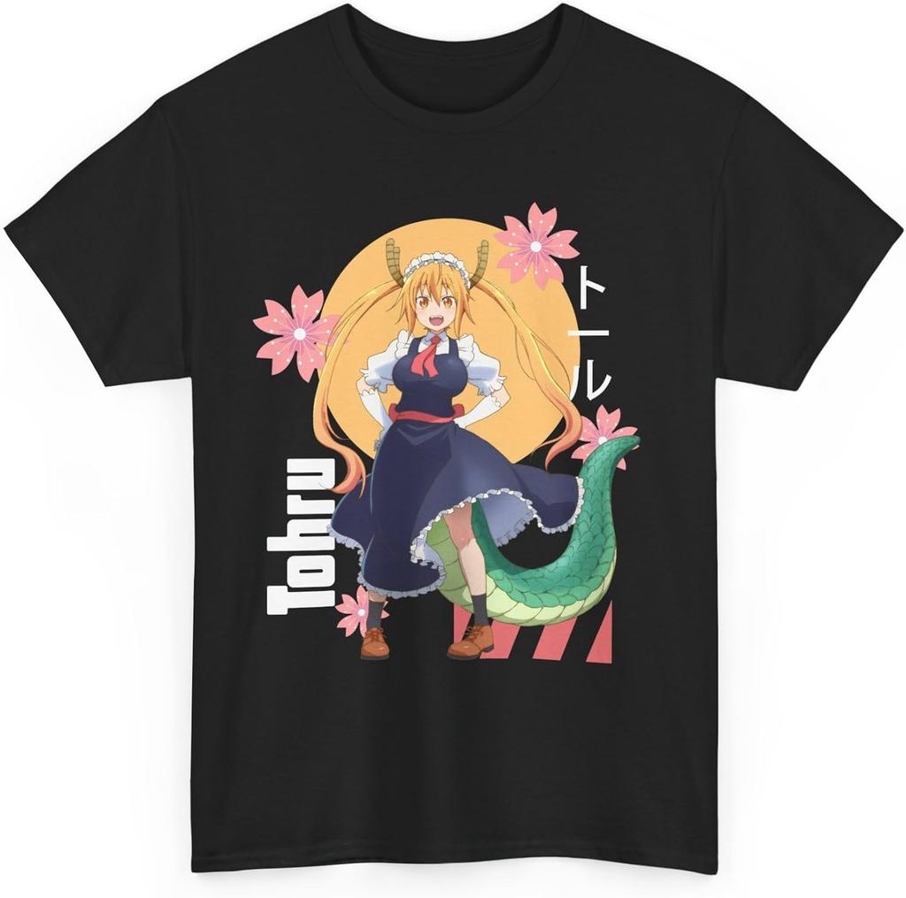 Miss Kobayashi's Anime Dragon Maid T-Shirt Merch Casual Short Sleeved Shirt Tee M-24