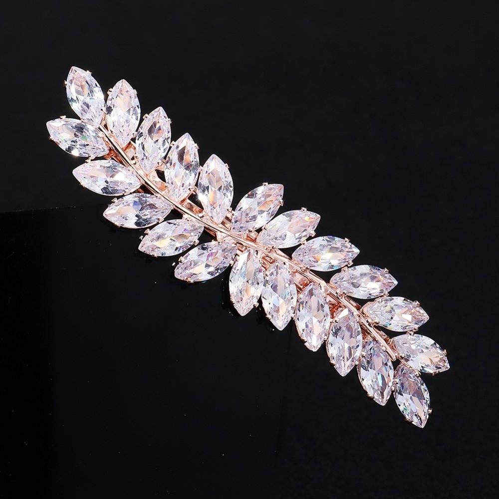 Exquisite Wheat Shape Zirconia Hair Clip Shining Rhinestone Gifts Side Clip Banquet Headpieces Party Banquet