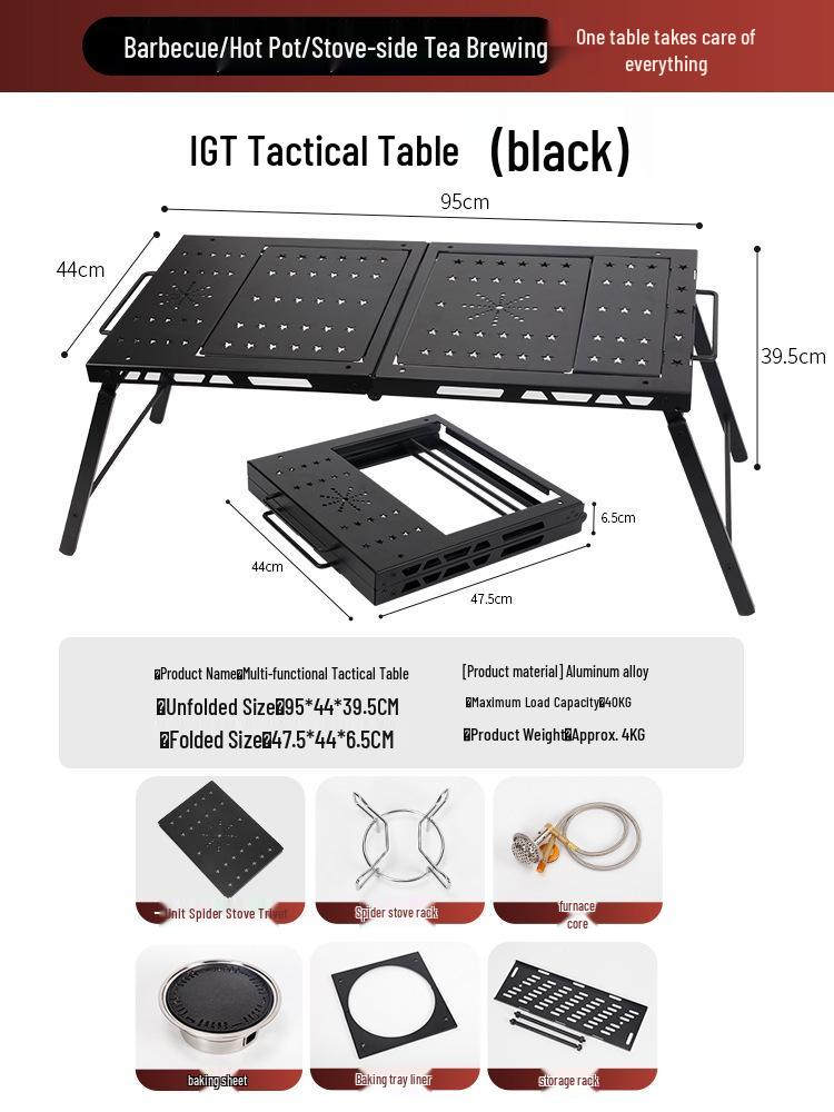 Портативный легкий алюминиевый туристический стол - Складной тактический IGT BBQ обеденная поверхность