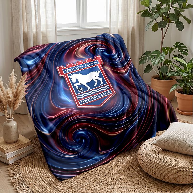 Ipswich Town Football Print Flannel Blanket, Soft Warm Lightweight Throw Blanket for Sofa Bed Camping