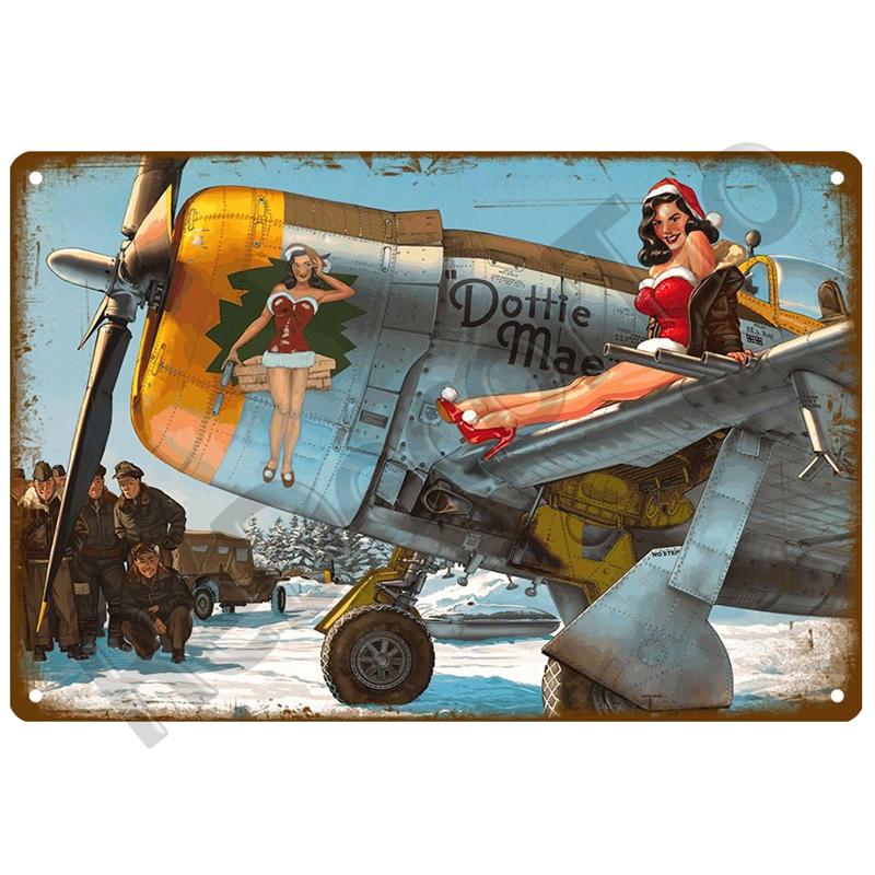 Airplane Retro Decorative House Metal Sign Plate Posters On The Wall Tin Sign Vintage Poster Decor Wall Art Room Decoration