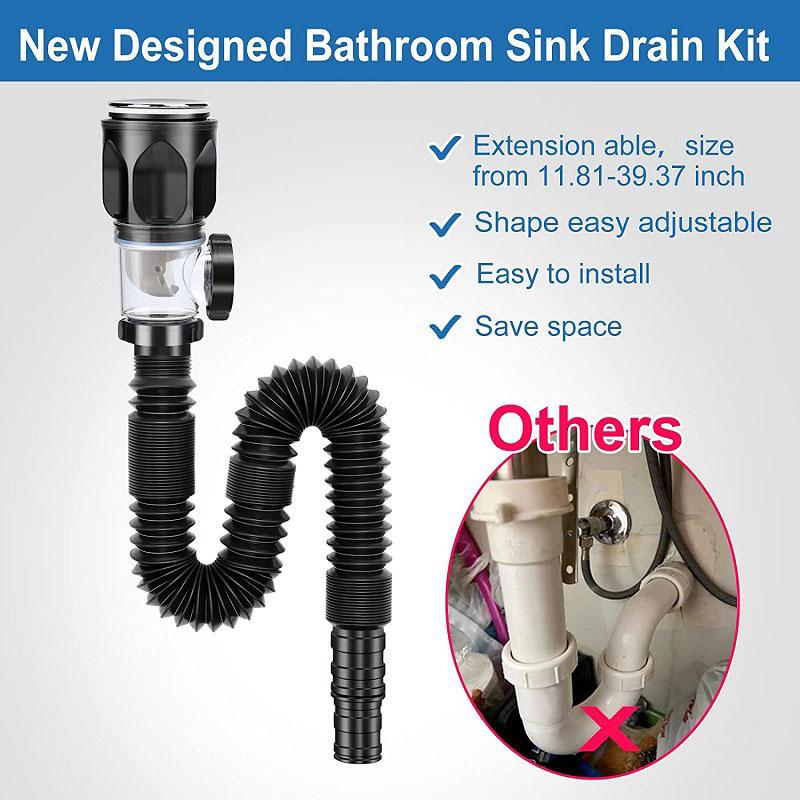 Retractable Deodorant Drainage Tube Basin Installation Universal Flexible Sink Drain Pipe Set For Bathroom Kitchen Accessories