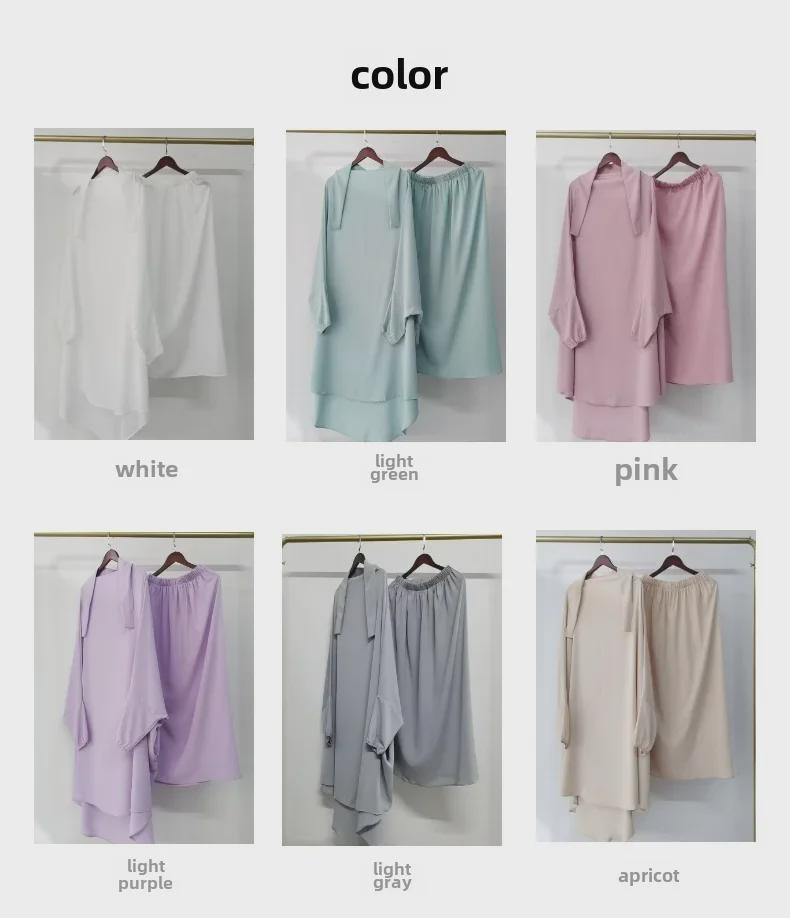 Yiduoduo Hooded Middle Eastern Robe: Solid Color Two-Piece Suit with Side Pockets