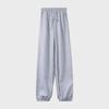 Women's Gray Wide-Leg High Waist Sports Pants with Loose Cuffs - Slimming and Versatile for Autumn/Winter
