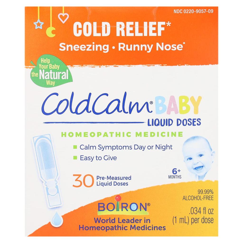 BOIRON Cold Calm Baby, Liquid Capsule, Cold Relief, 6 Months+, 30 Pre-measured Liquid Portions, 1 Ml (0.034 Fl Oz) Each.
