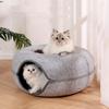 Extra Large Felt Cat Cave with Peek Window - Detachable All-Season Cat Bed for Multi-Cat Homes, Washable 12lbs Capacity