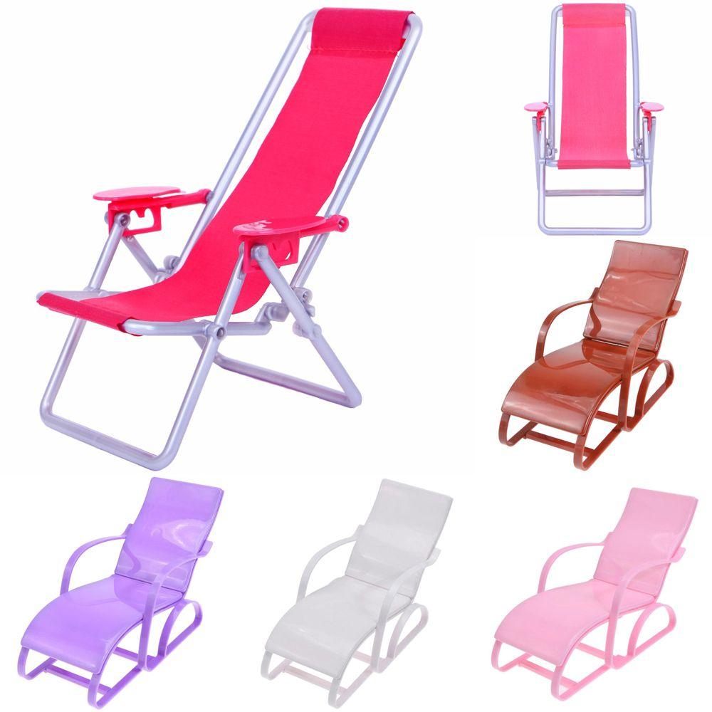Children' Gift Garden Bench Toy Accessories Doll Beach Chair Foldable Deckchair Dollhouse Furniture