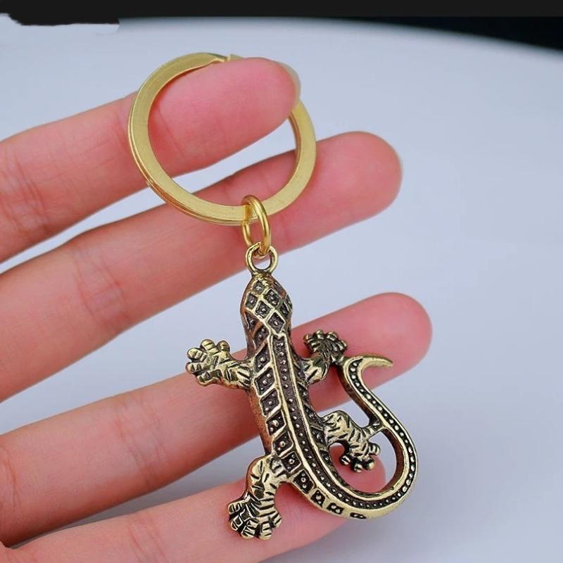 Винтажные Мини Фигурки Геккона из Латуни Брелоки Подвески Брелок для Ключей Автомобиля Сумка DIY Шнурок Подвески Ювелирные Аксессуары Подвески Животные