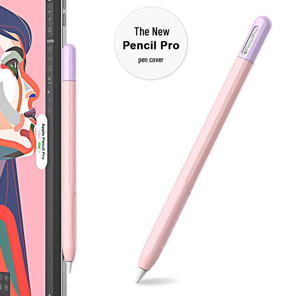 Совместимый силиконовый защитный чехол для Apple Pencil Pro 4-го поколения - Контрастный цвет, Ударопрочный чехол для стилуса