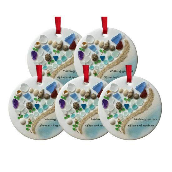 Желаю Вам много любви и счастья. Украшение из морского стекла. Ручная работа. Круглой/в форме сердца.