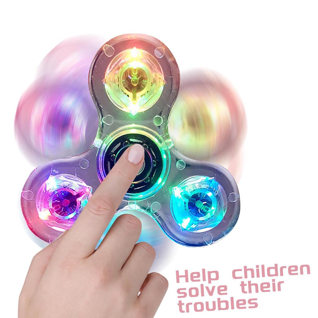 Folulus Crystal LED Light Finger Gyro Toy Anxiety Relief Toys For Children And Adults