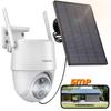 Уличная камера видеонаблюдения на солнечной батарее 5 миллионов пикселей Topcony Беспроводная камера видеонаблюдения Питание от солнечной панели Требуется подзарядка Подключение по Wi-Fi