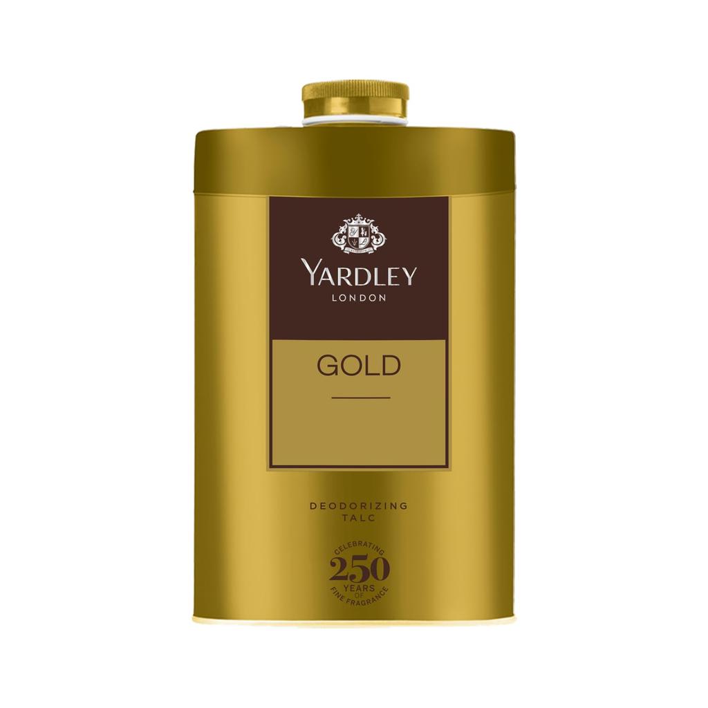 Yardley London Gold Deodorizing Talc for Men 250g Pack of 1 Fresh Woody Masculine Fragrance Body Powder
