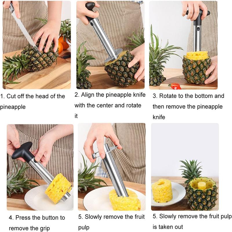Portable Pineapple Peeler and Corer, Stainless Steel Pineapple Cutter Slicer, Kitchen Tools
