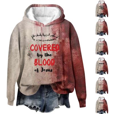 Женские повседневные модные худи с длинным рукавом и круглым вырезом, с принтом семьи индейки цвета вина