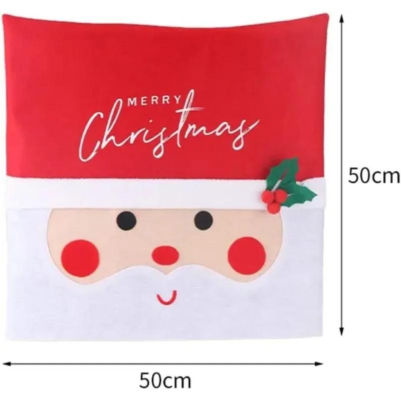 Christmas Santa Claus LED Chair Covers Red Holiday Chair Back Slipcovers Decorative Party Supplies Winter Dining Decoration