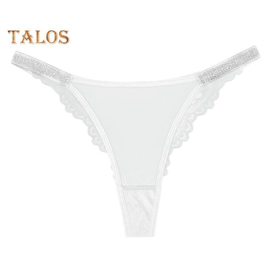 Women Panties Shiny Sequin Low Waist Hollow Out Lace Contrast Color Flower Embroidery Good Breathability Lady Underpants Female Daily Briefs
