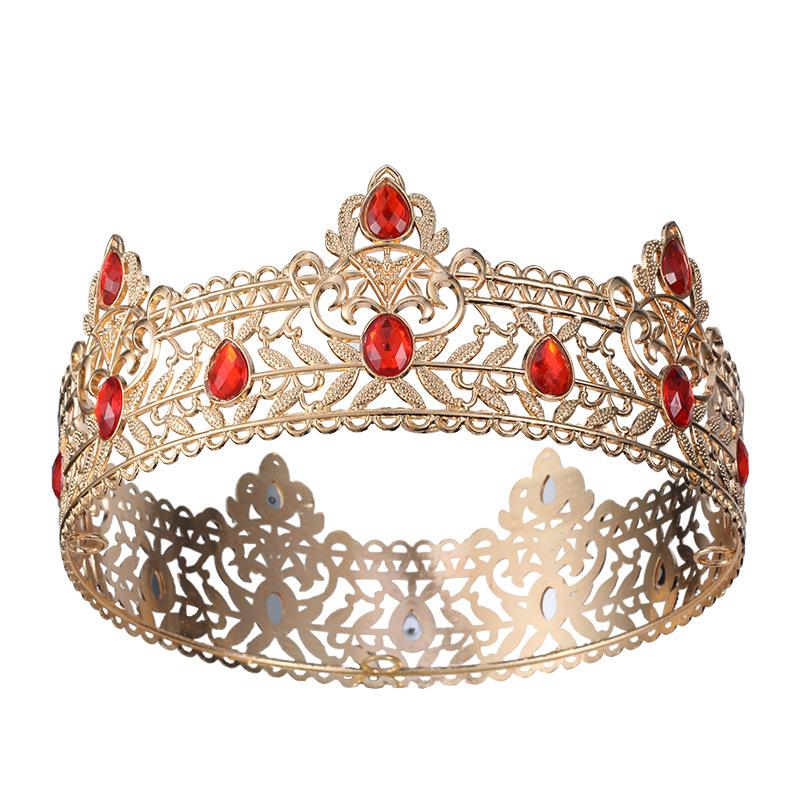 Men's Golden King Crown Tiara Adult Birthday Crown Halloween Stage Opera Performance Unisex